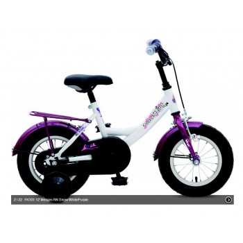 Kinderfiets 12" Golden Lion Girls Snow White / Purple