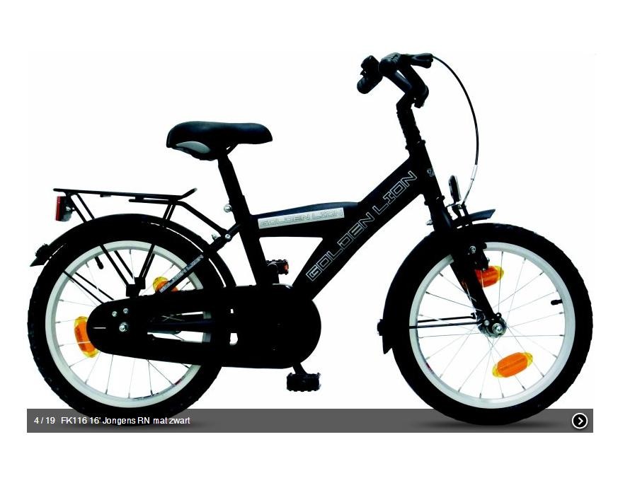 Kinderfiets 16" Golden Lion Boys Mat Zwart