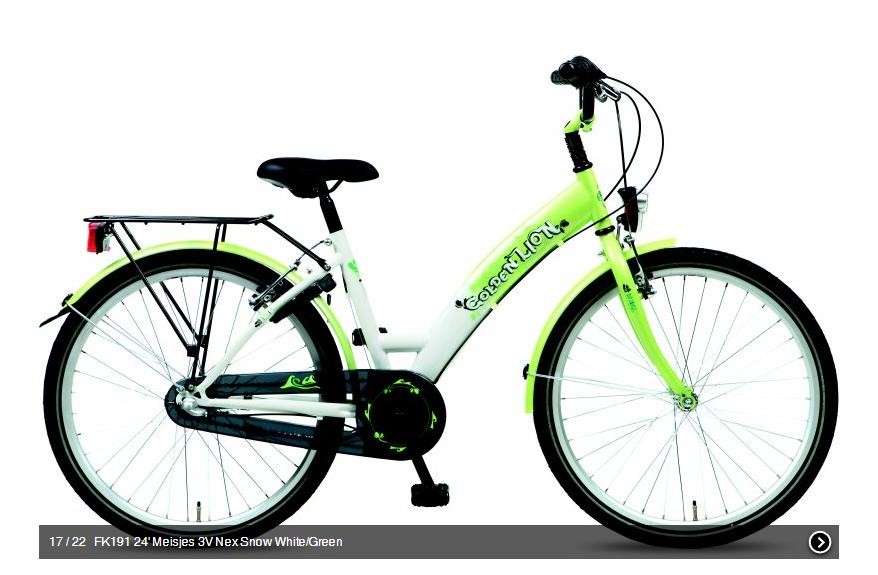 Kinderfiets 24" Golden Lion Girls Snow White / Green